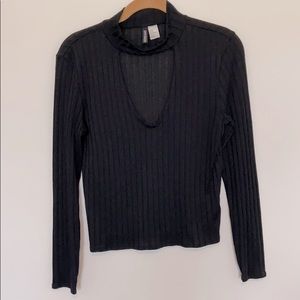 Women’s Black Choker Sweater Top Size M